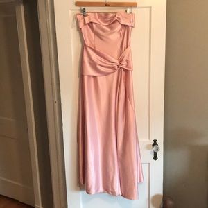 Long elegant soft pink strapless dress